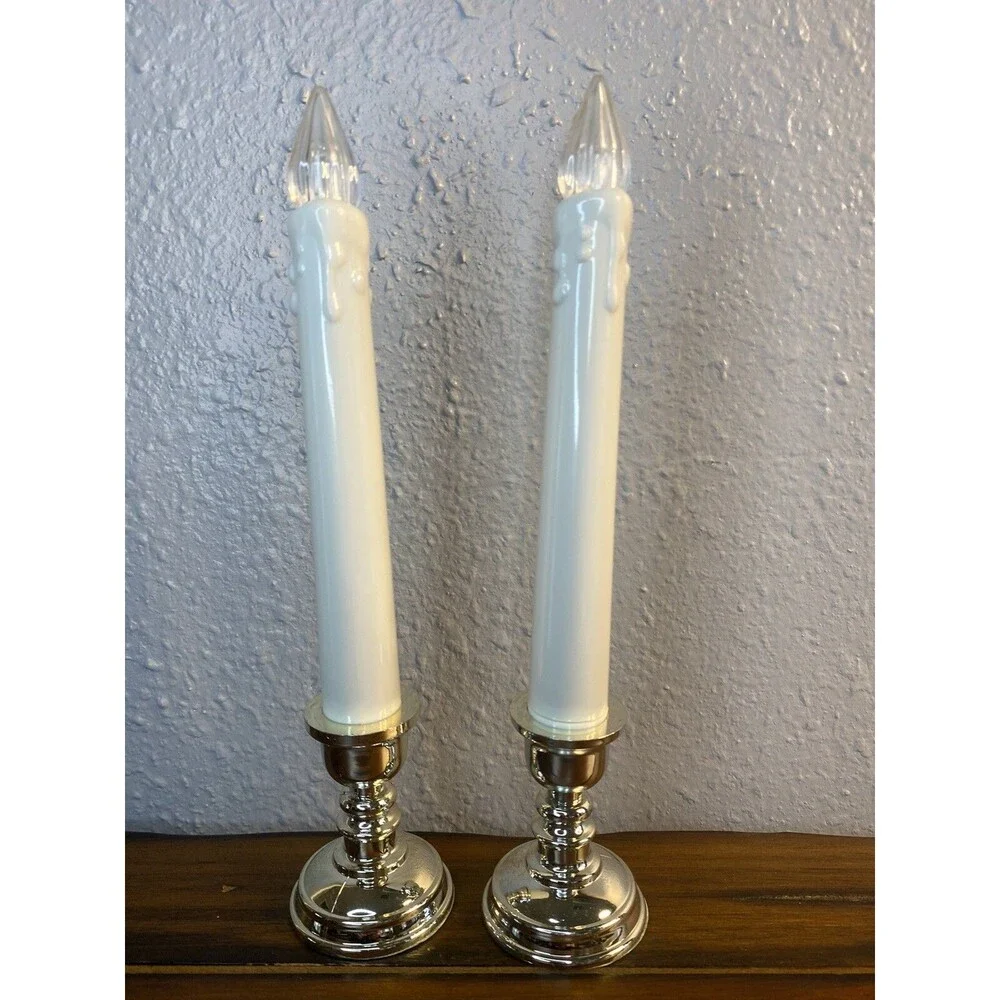 Vintage Christmas Plastic Window Candles Wax Drip Battery Operated Holiday Decor